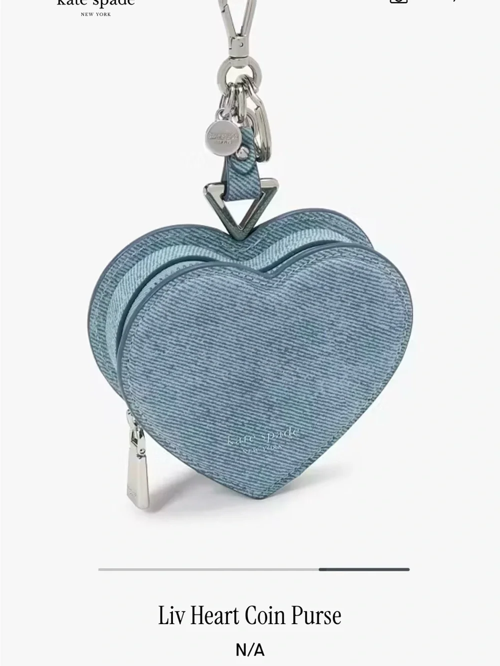 NWOT kate spade Liv Heart Coin Purse Keyring